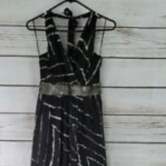 Express Black ivory Stripe Print Halter Maxi Dress - Picture 3 of 5